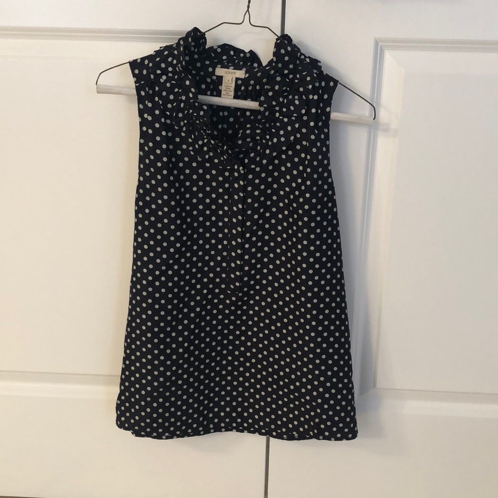 Jcrew polk a dot ruffled blouse